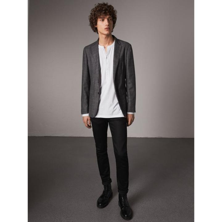 Burberry Burberry Soho Fit Check Wool Flannel Tailored Jacket, Size: 40r, Grey