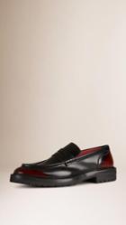 Burberry Rubber Sole Leather Loafers