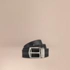 Burberry Burberry Reversible Horseferry Check And Leather Belt, Size: 110, Black