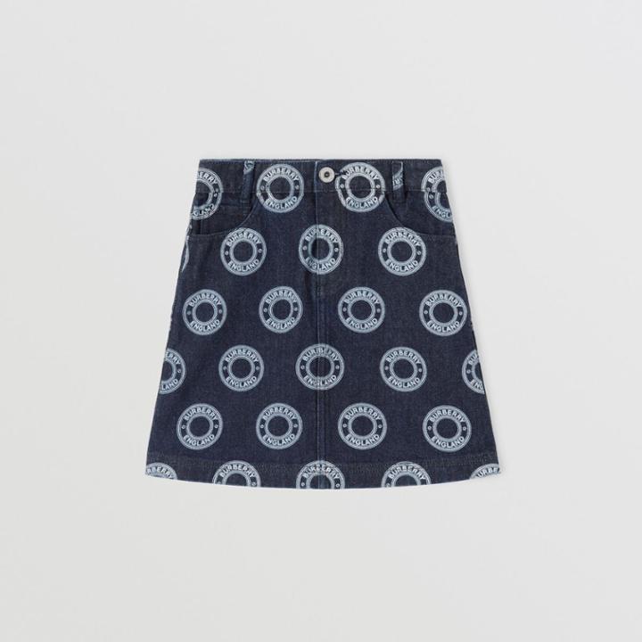 Burberry Burberry Childrens Logo Graphic Japanese Denim Skirt, Size: 10y