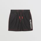 Burberry Burberry Childrens Logo Print Drawcord Swim Shorts, Size: 10y, Black