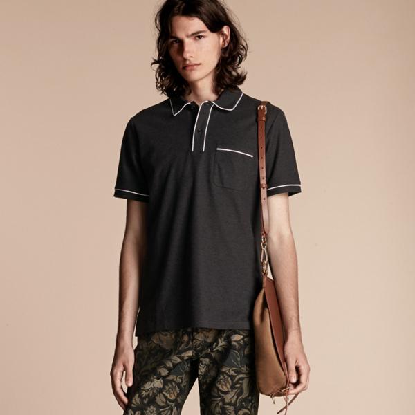 Burberry Piped Cotton Piqu Polo Shirt