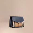 Burberry Burberry Small Leather And House Check Crossbody Bag, Blue
