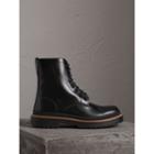 Burberry Burberry Lace-up Polished Leather Boots, Size: 39.5, Black