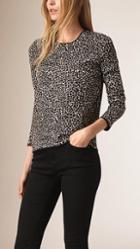 Burberry Animal Print Jacquard Silk Blend Top