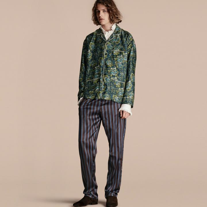 Burberry Burberry Striped Silk Cotton Pyjama-style Trousers, Blue