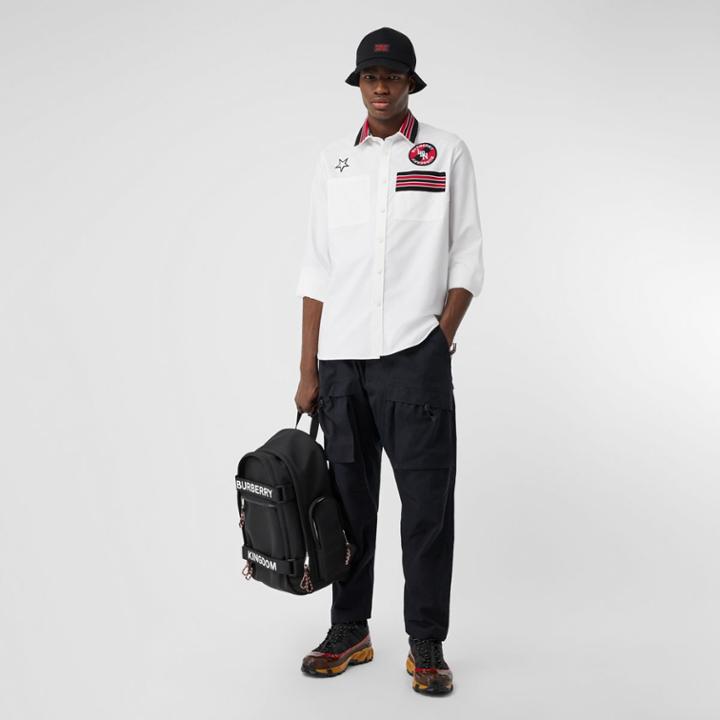 Burberry Burberry Logo Graphic Cotton Oxford Oversized Shirt, White