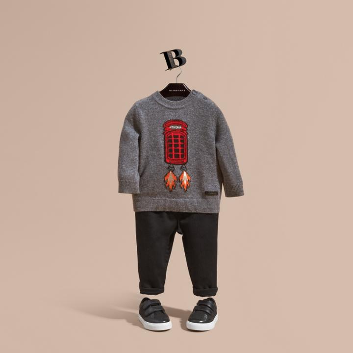 Burberry Burberry Rocket Intarsia Cashmere Sweater, Size: 12m, Grey