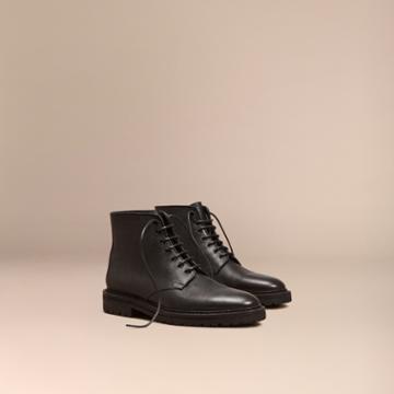 Burberry Lace-up Grainy Leather Boots