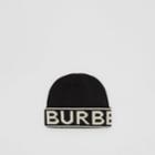 Burberry Burberry Logo Intarsia Cashmere Beanie, Black