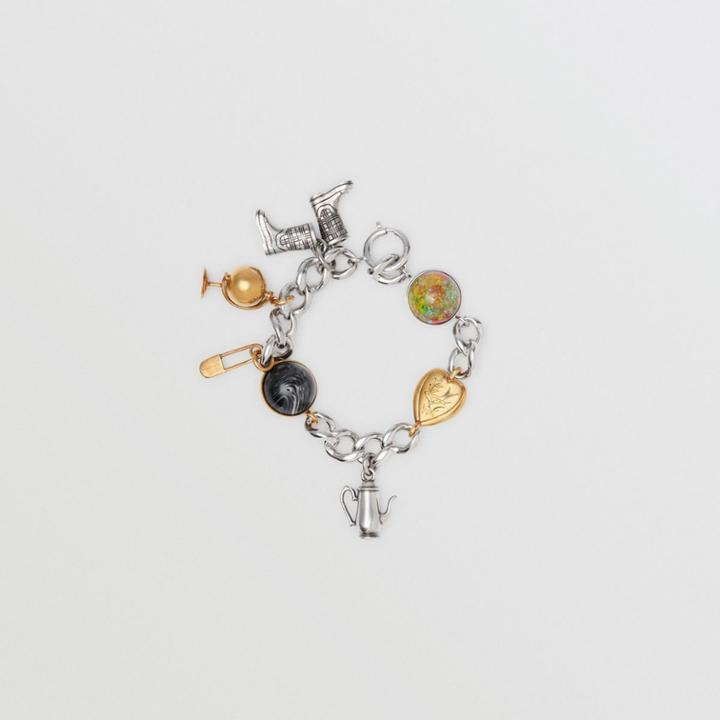 Burberry Burberry Marbled Resin Charm Chain Bracelet, Grey