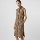 Burberry Burberry Vintage Check Cotton Tie-neck Dress, Size: 04, Yellow