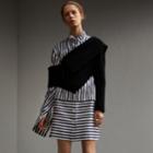 Burberry Burberry One-shoulder Rib Knit Wool Cashmere Sweater, Size: Xl, Black