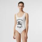 Burberry Burberry Archive Logo Print Swimsuit, White
