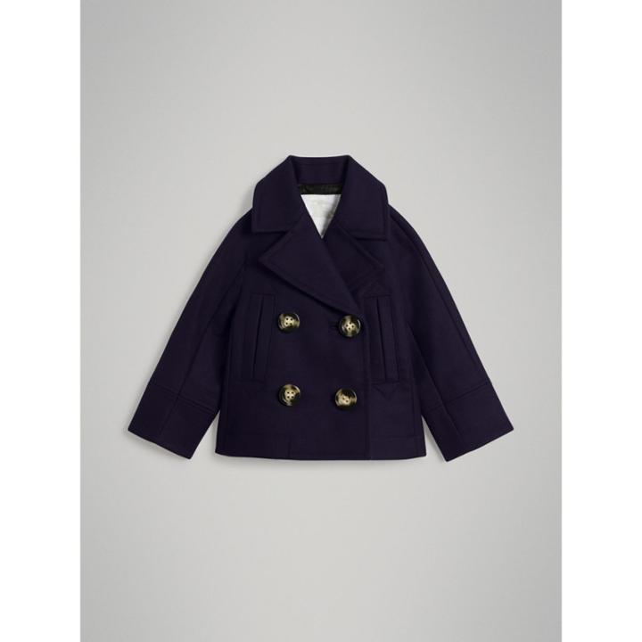 Burberry Burberry Short Wool Pea Coat, Size: 14y, Blue