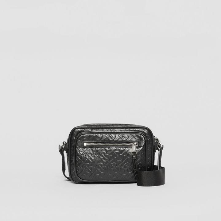 Burberry Burberry Monogram Leather Crossbody Bag, Black