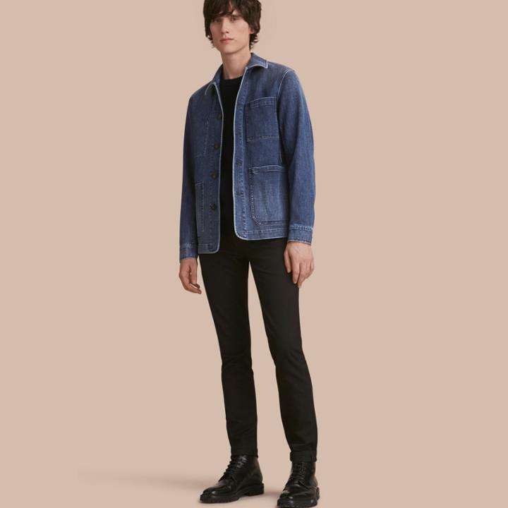 Burberry Burberry Stretch Denim Field Jacket, Size: 42, Blue
