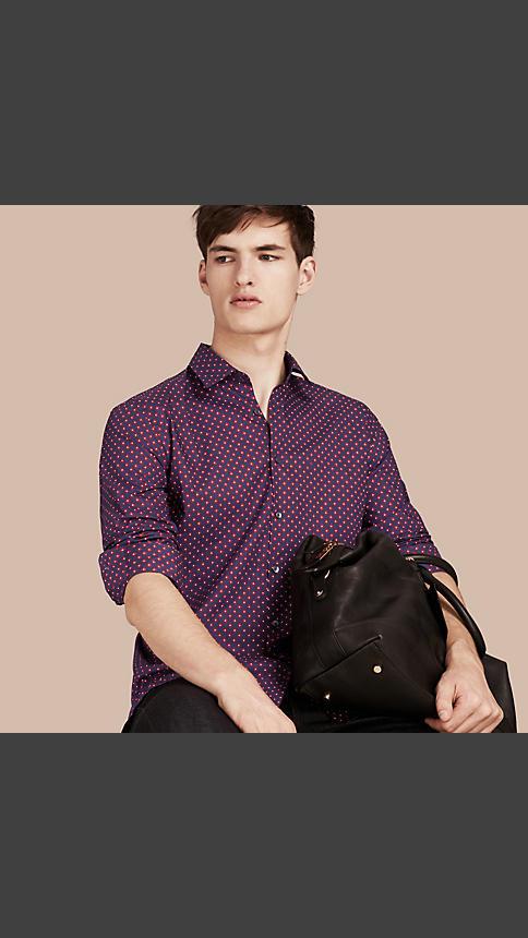 Burberry Modern Fit Tie Print Cotton Shirt