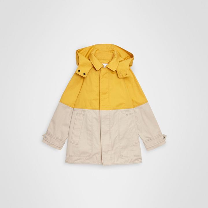 Burberry Burberry Childrens Detachable Hood Colour Block Cotton Car Coat, Size: 14y, Yellow