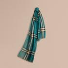 Burberry Burberry Lightweight Check Wool And Silk Scarf, Blue
