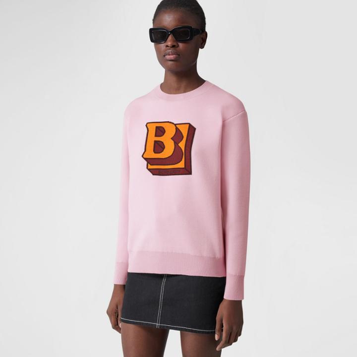 Burberry Burberry Letter Graphic Wool Blend Jacquard Sweater