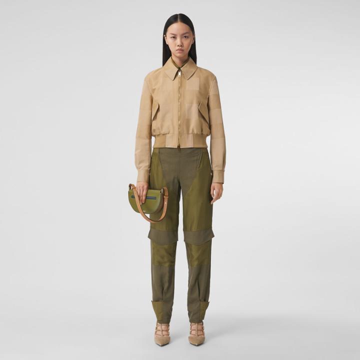 Burberry Burberry Check Intarsia Cotton Gabardine Blouson, Size: 02