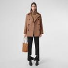Burberry Burberry Embroidered Cuff Wool Pea Coat, Size: 02