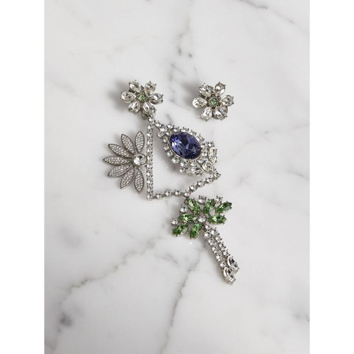 Burberry Burberry Crystal Daisy Chandelier Earring And Stud Set, Green