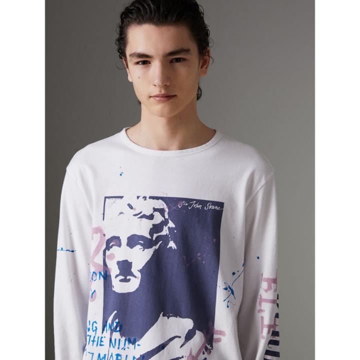 Burberry Burberry Portrait Print Cotton Top, Size: Xxxl, White