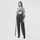 Burberry Burberry Strap Detail Chiffon And Jersey Tailored Trousers, Size: 06, Black