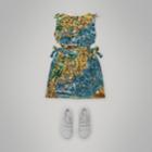 Burberry Burberry Seaside Print Seersucker Cut-out Dress, Size: 6y