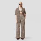 Burberry Burberry Monogram Print Silk Wide-leg Trousers, Size: 0