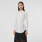 Burberry Burberry Logo Detail Cut-out Silk Shirt, Size: 02, White