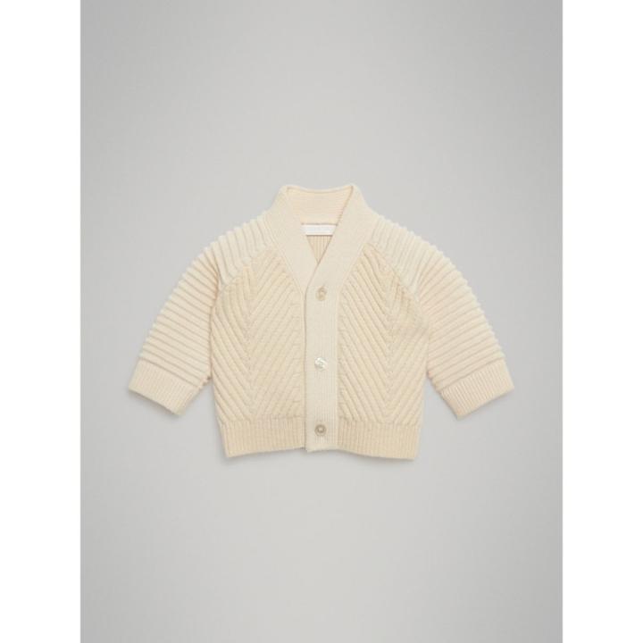 Burberry Burberry Rib Knit Wool Cashmere Cardigan, Size: 12m, White