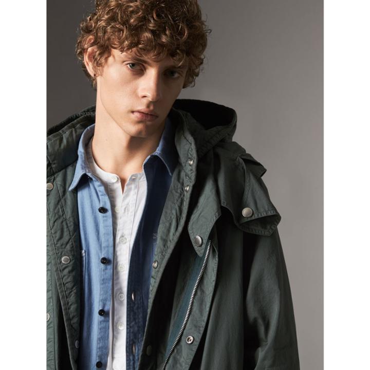 Burberry Burberry Detachable Hood Cotton Parka With Warmer, Size: 44, Green