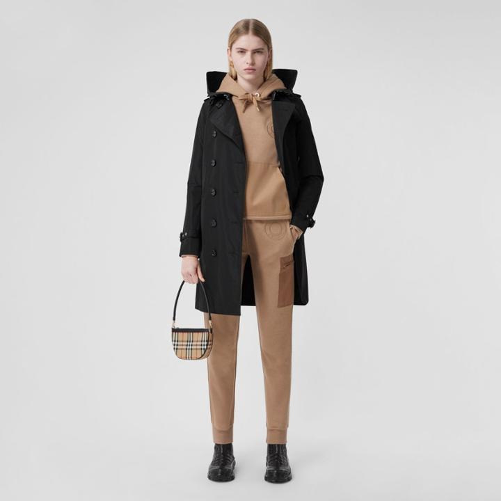 Burberry Burberry Detachable Hood Taffeta Trench Coat, Size: 08, Black