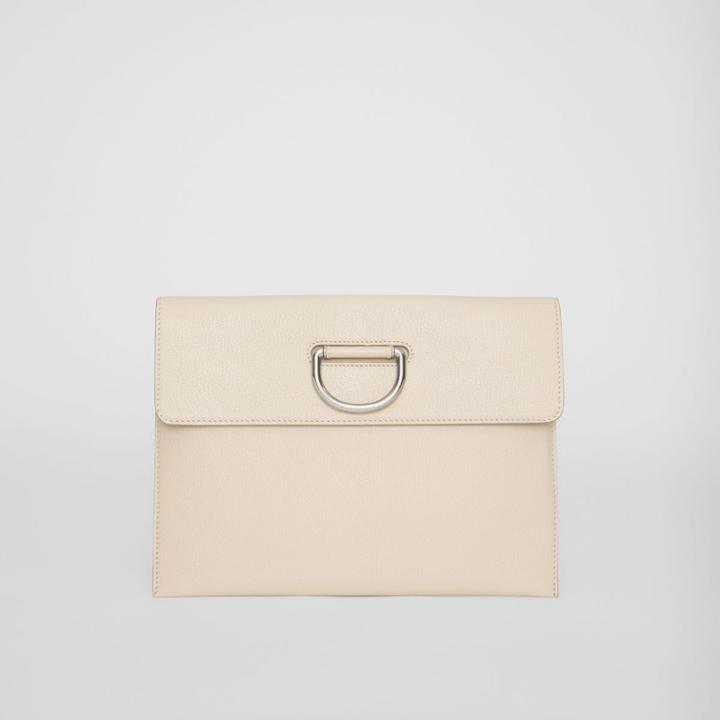 Burberry Burberry D-ring Leather Pouch, Beige