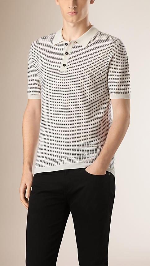 Burberry Micro Pattern Wool Silk Polo Shirt