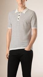 Burberry Micro Pattern Wool Silk Polo Shirt