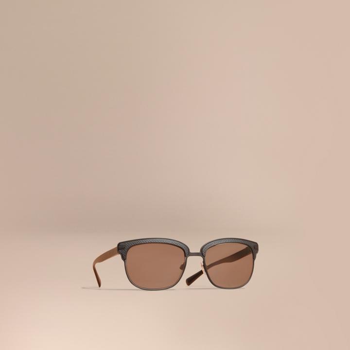 Burberry Burberry Textured Front Square Frame Sunglasses, Black