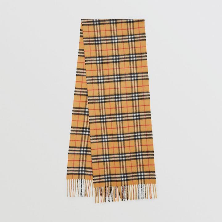 Burberry Burberry The Classic Vintage Check Cashmere Scarf, Antique Yellow