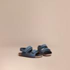 Burberry Burberry Cork Detail Leather Sandals, Size: 9.5, Blue