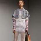 Burberry Burberry Cable Knit And Brushed-back Jersey Capelet, Grey