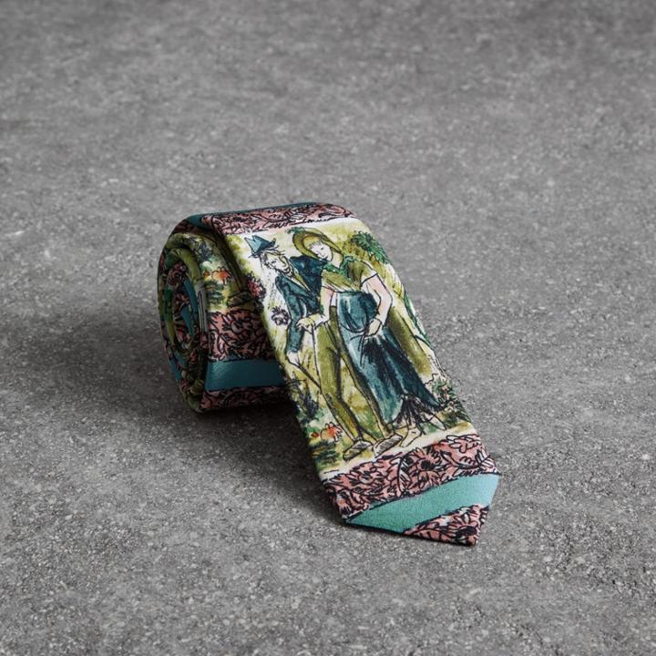 Burberry Burberry Slim Cut Figurative Print Silk Tie, Green