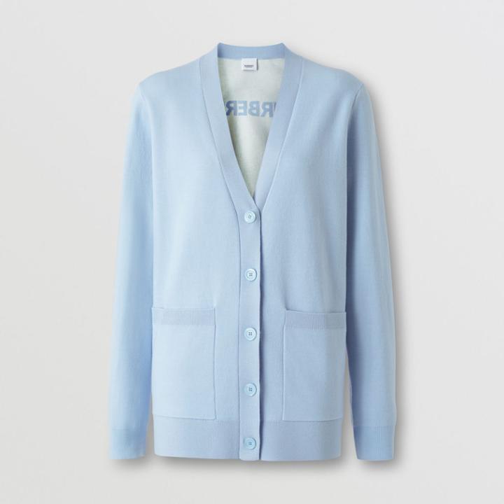 Burberry Burberry Horseferry Square Wool Blend Jacquard Cardigan, Size: M