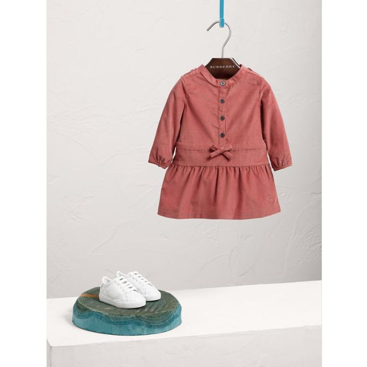 Burberry Burberry Gathered Tie-waist Cotton Corduroy Dress, Size: 3y, Brown