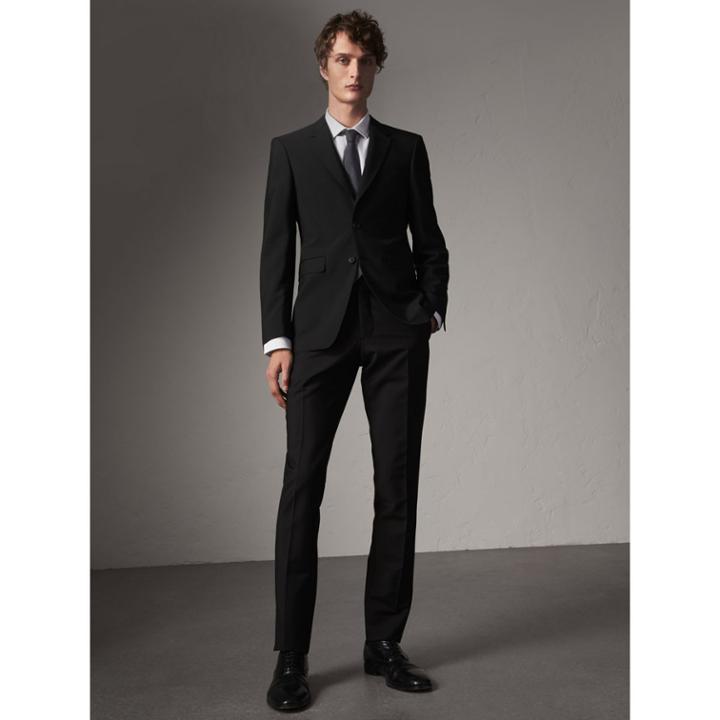 Burberry Burberry Modern Fit Wool Mohair Part-canvas Jacket, Size: 40r, Black
