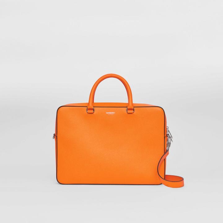 Burberry Burberry Grainy Leather Briefcase, Orange