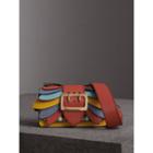 Burberry Burberry The Small Buckle Bag In Haymarket Check And Leather, Red