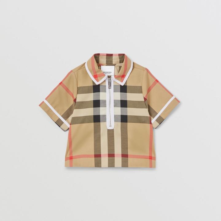 Burberry Burberry Childrens Check Stretch Cotton Zip-front Shirt, Size: 12m